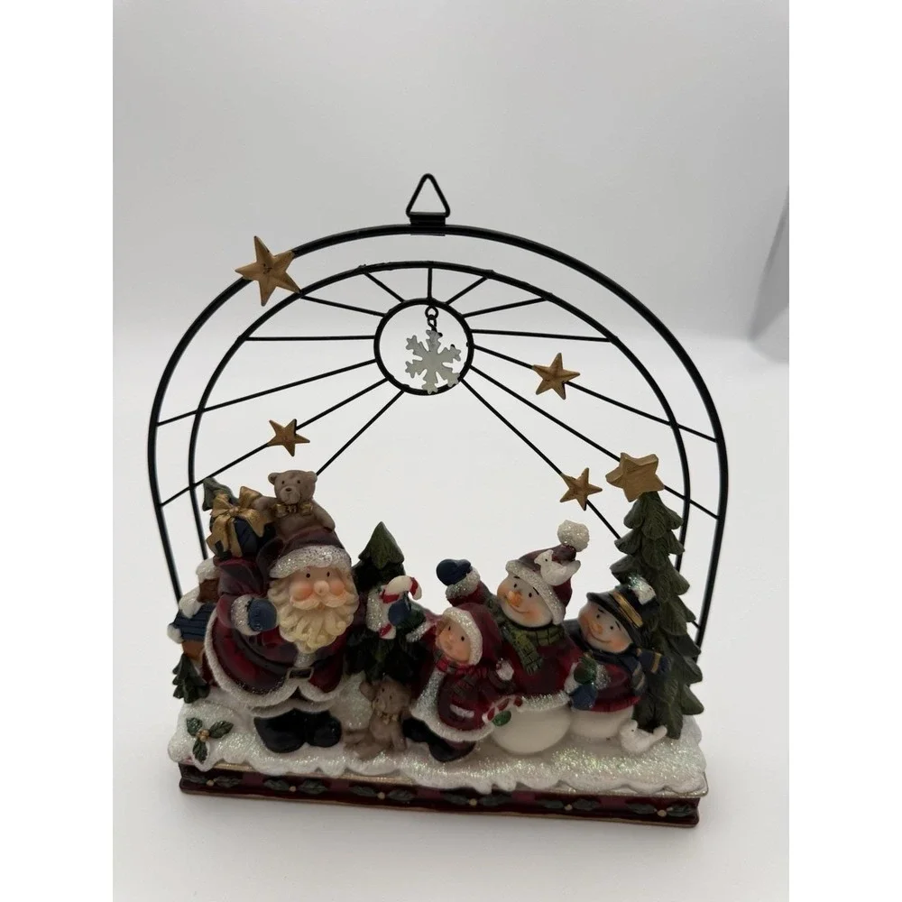 Vintage Ceramic/Metal Santa, Child, & Snowmen Carolers-Hanging or Tabletop Decor